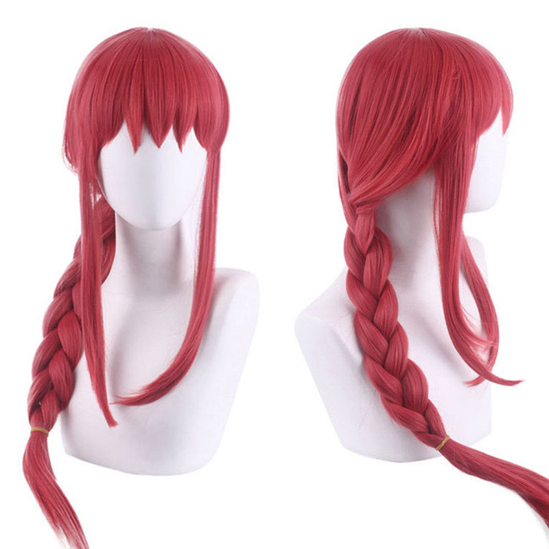 Pink Wig for Women Anime Chainsaw Man Wig Makima Long Rose Red Hair Cosplay Wig for Halloween Costume Anime Party