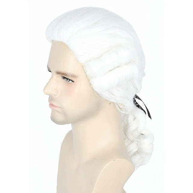 Barrister Wig Masquerade Wig for Lawyer Ash Blonde Synthetic Hair for Men Women Judge hair for Halloween Christmas Party Wig