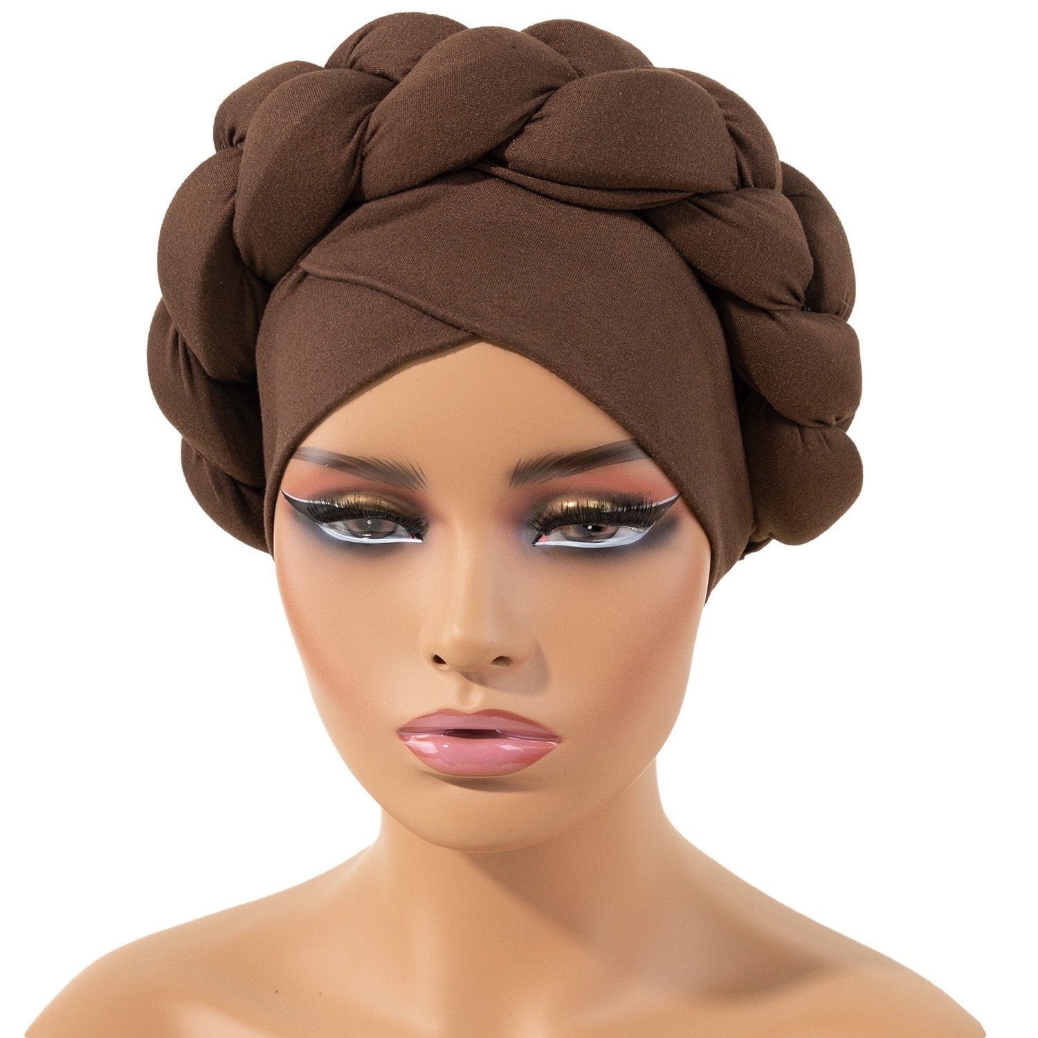 Muslim Headwraps Plain Twisted Braided Sego Headtie Gele African Turban Hats Aso Oke Auto Gele Headtie Satin Head Wrap Turban