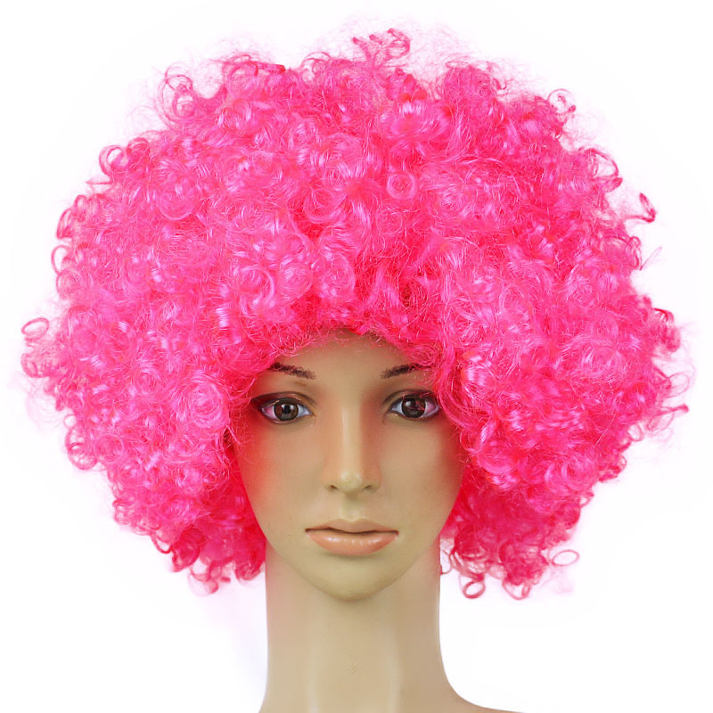 Short Clown Disco Party Wig Colorful Afro Hippy Football Fans Wig Halloween Costume Cosplay Wig Hairpieces for Women and Men