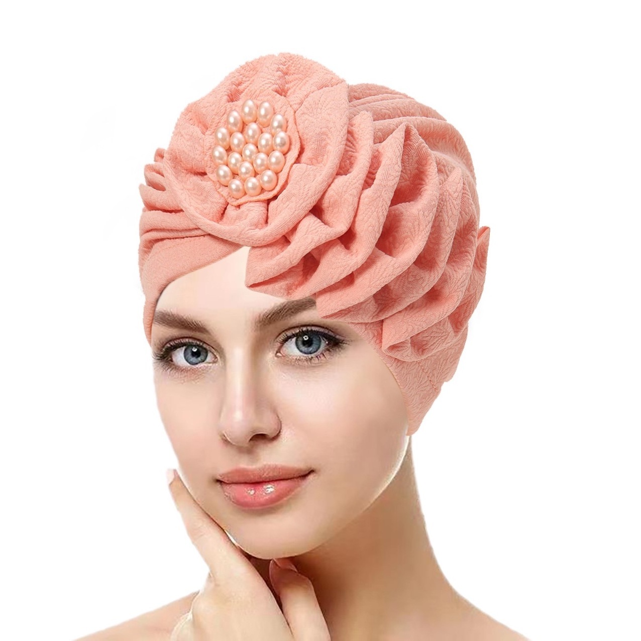 Women Flower Elastic Turban Beanie Head Scarf  Women's Turban Flower Hat Retro Elastic Thread Turban Hat