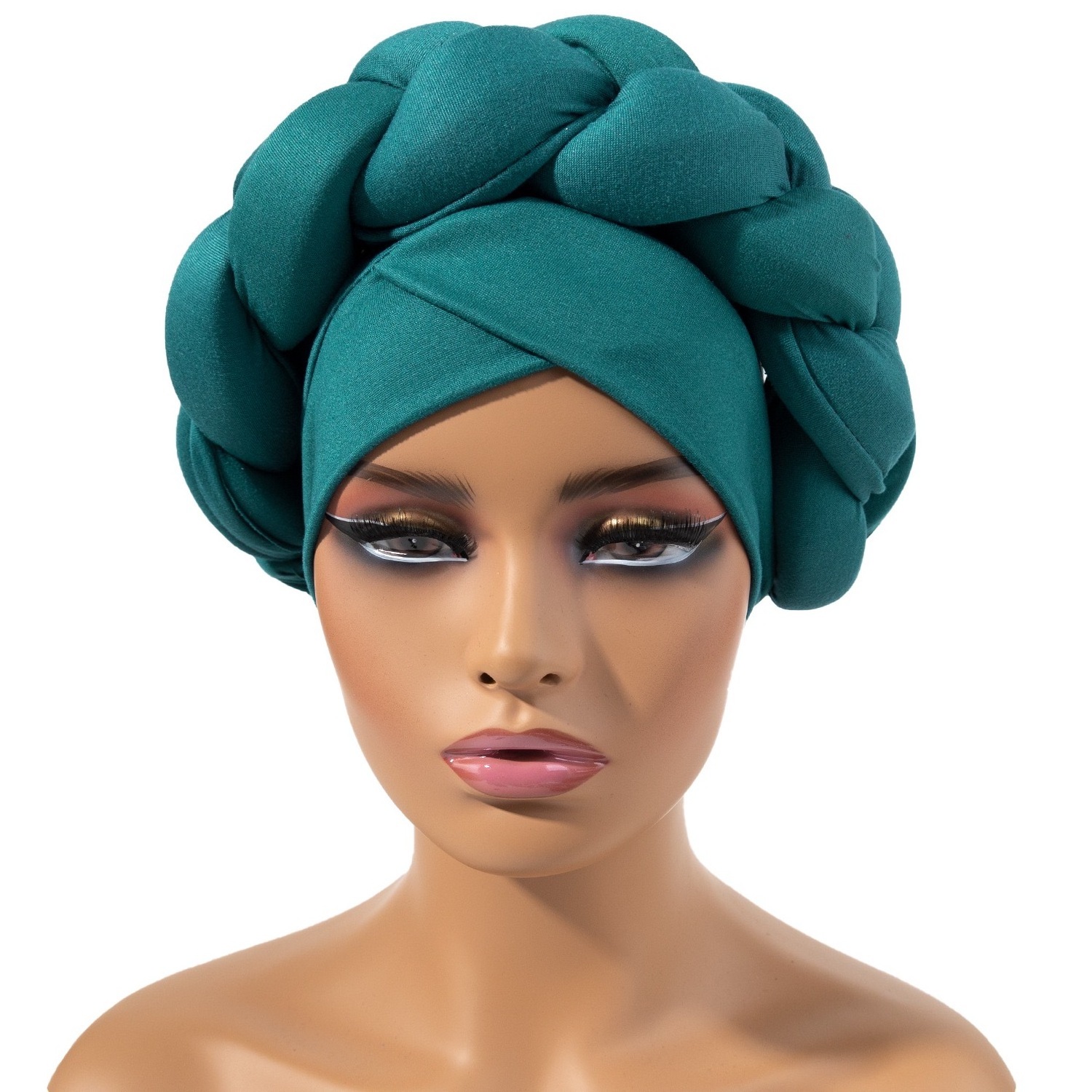 Muslim Headwraps Plain Twisted Braided Sego Headtie Gele African Turban Hats Aso Oke Auto Gele Headtie Satin Head Wrap Turban