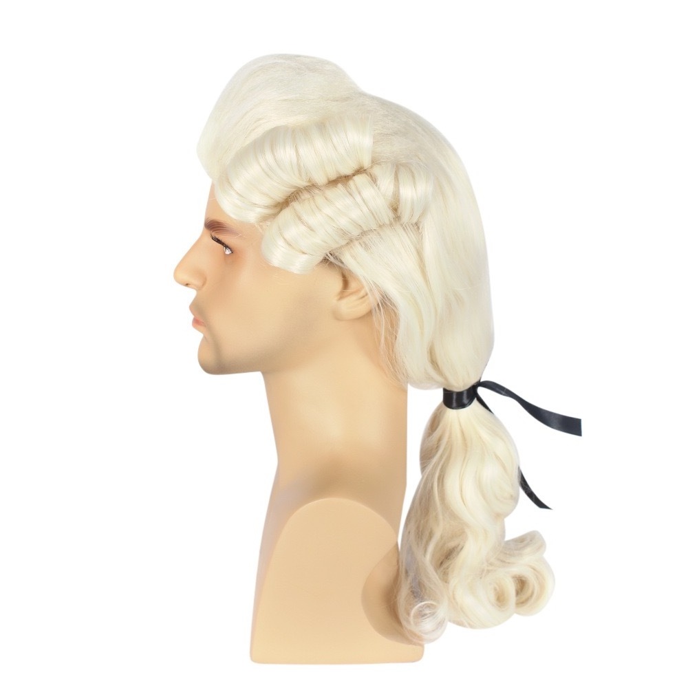 Barrister Wig Masquerade Wig for Lawyer Ash Blonde Synthetic Hair for Men Women Judge hair for Halloween Christmas Party Wig