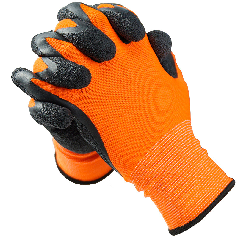 Gardening Gloves Textured Latex Work Gloves Polyester Crinkle Latex Palm Coated Working Gloves