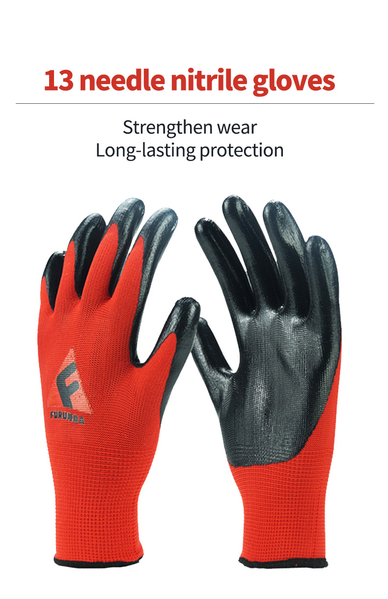 Multipurpose Use Chemical Oil Resistant Nitrile Coating Gloves For Mechanic Automotive Work