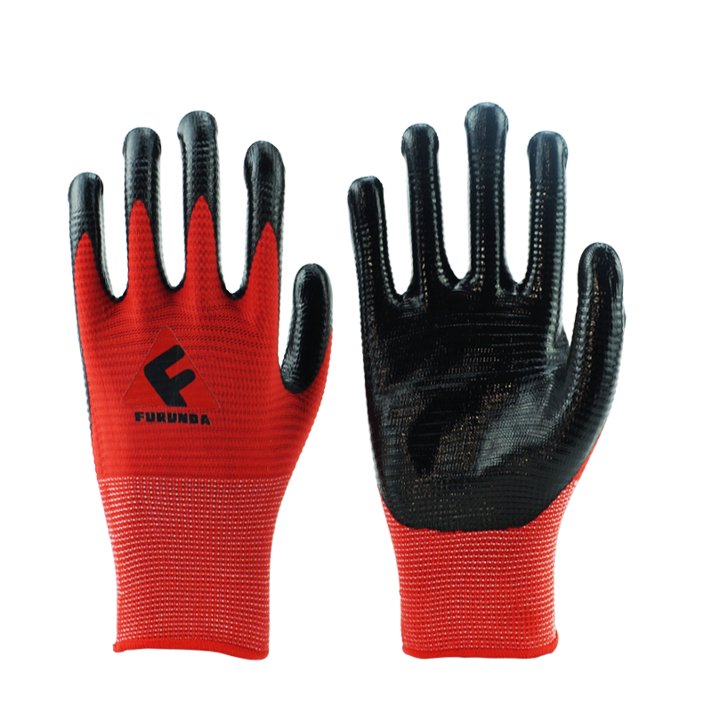 Multipurpose Use Chemical Oil Resistant Nitrile Coating Gloves For Mechanic Automotive Work