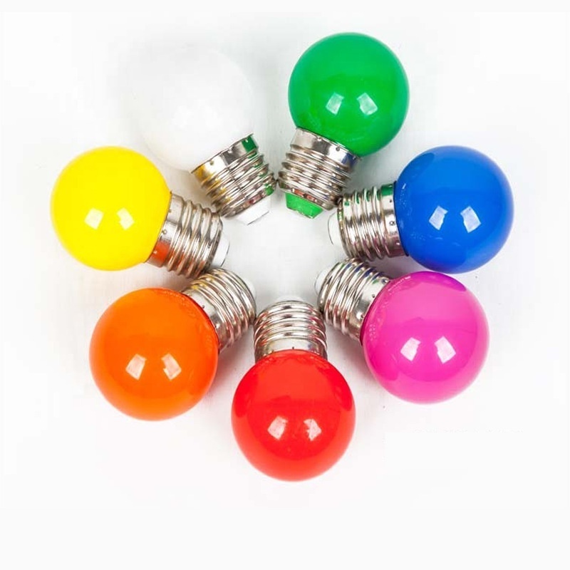 Colored Bulbs LED 1W E27 G45 Lighting Bulbs for Halloween Bedroom  Christmas day led bulb C35 C37 Strawberry light  C9