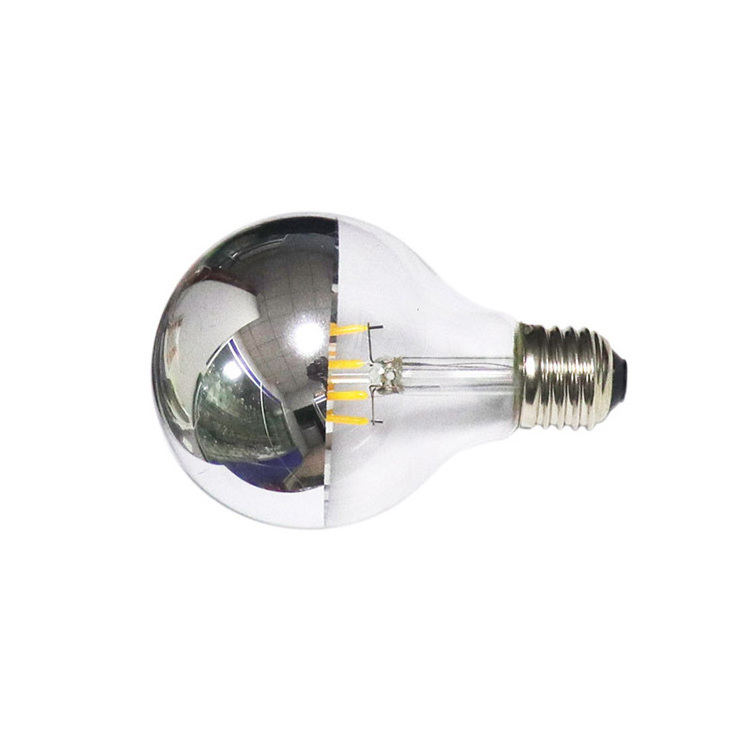 A19 sliver top 220V led 4W 6W filament lamp copper nickel plated E27 screw Edison bulb Incandescent light bulbs