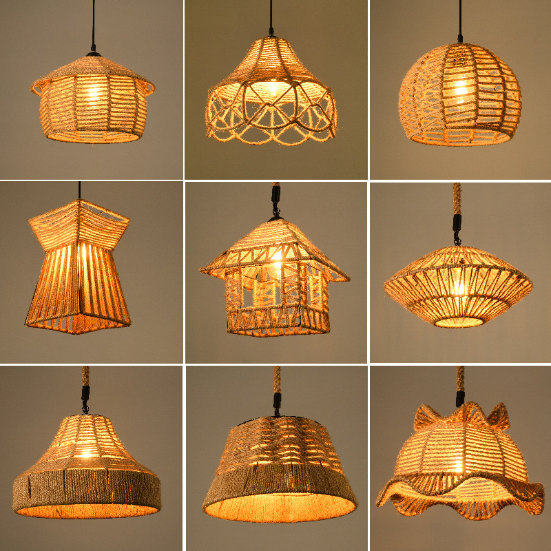 Natural Bamboo Chandelier Rustic Woven Chandelier Rattan Ceiling Light Fixtures Creative fish Chandelier Handicraft lamp