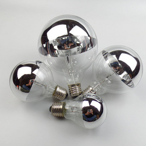 Half Silver Reflective G45 G80  A60 A50  A15 Half mirror bowl LED filament bulb Plated bulbs LED mercury bulbs