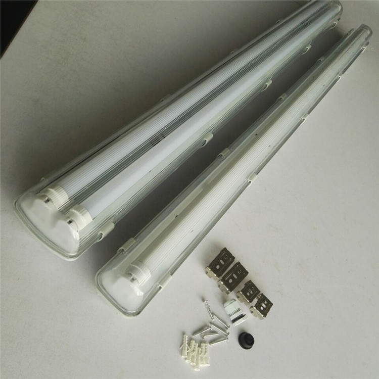 Supermarket Cold Storage Clear Cover IP65 Waterproof Fluorescent Lighting fixture T5 T8 2x28W Tri-proof LED Tube Lamp