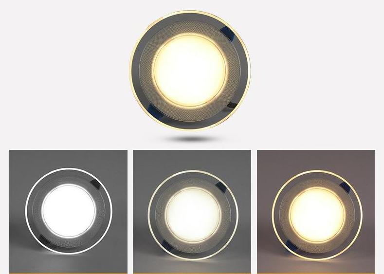 High quality indoor spot light three color energy saving round recessed led downlight RGB smart downlight 7W 9W  LED spotlight