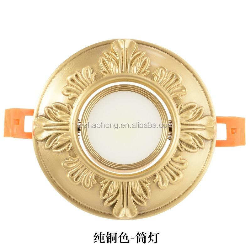 7W 9W 12W Resin European Downlight European style downlight rose flower shape spotlight golden retro ceiling light