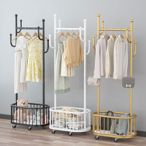 Coat Rack Floor Hanging Gold Metal Living Room Movable Stand Home Storage Organization Coat Clothes Rack