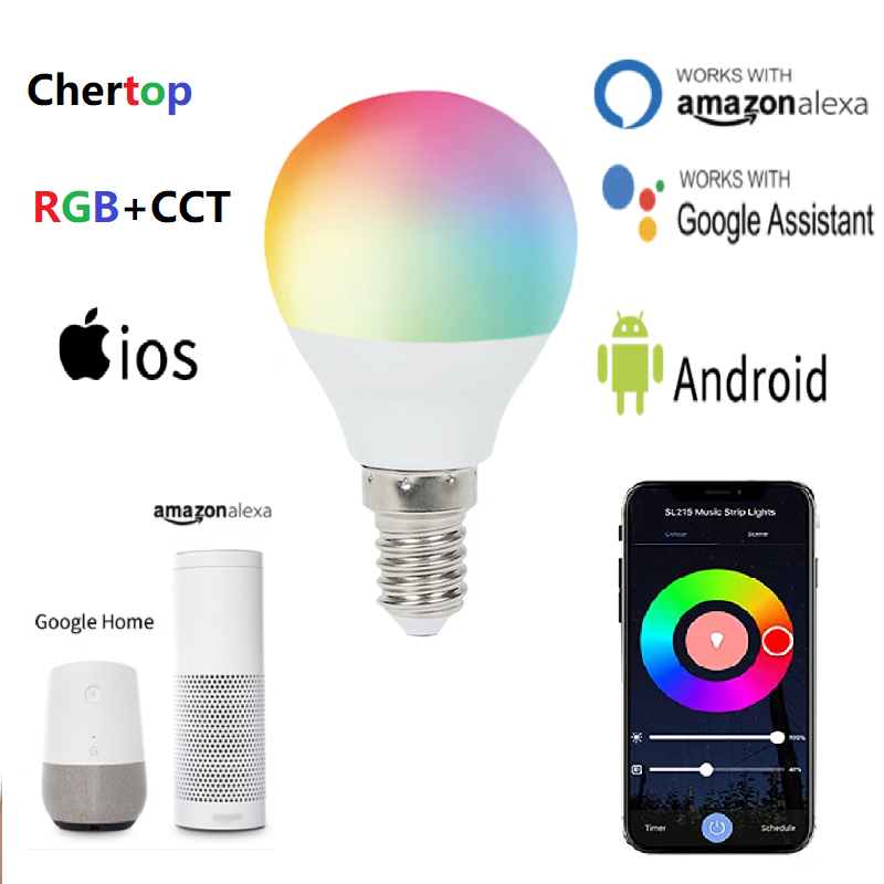 Lampadas Led Alexa G45 4W RGB+CCT(2700 6000k) Smart LED Lights Bulb  Tuya App A70 A21 10w RGBWW RGBCCT WIFI Smart Bulb