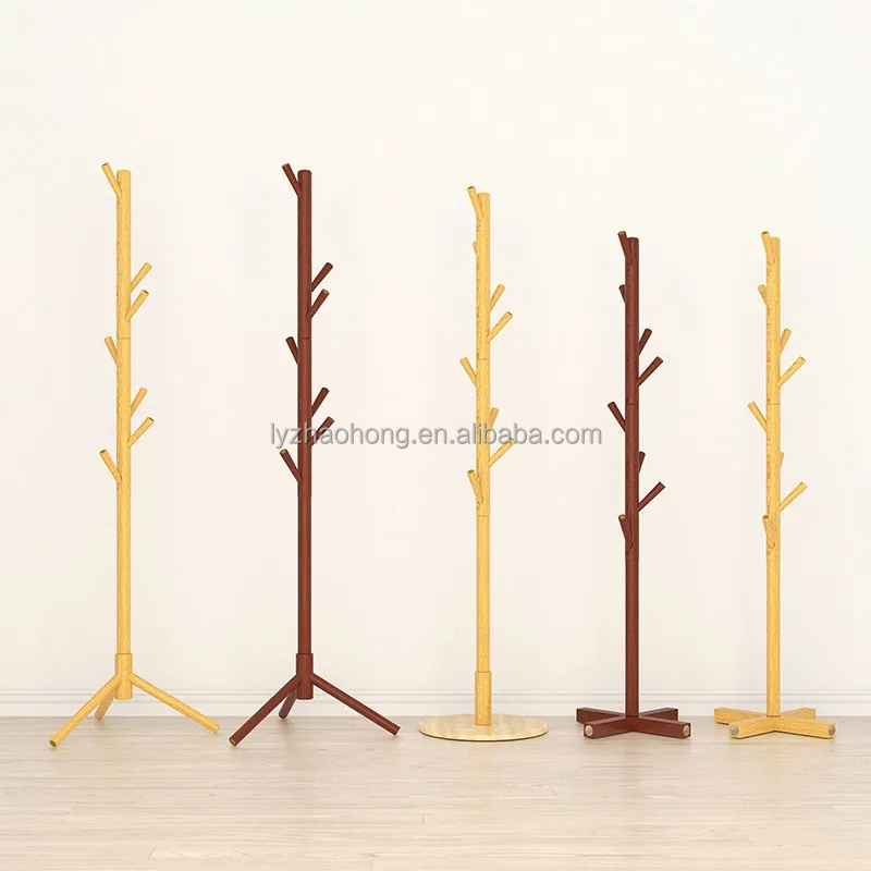 Solid Wood Coat Rack Simple Modern Hanger Floor Simple Clothes Rack Bedroom Organizer Living Room Storage Rack