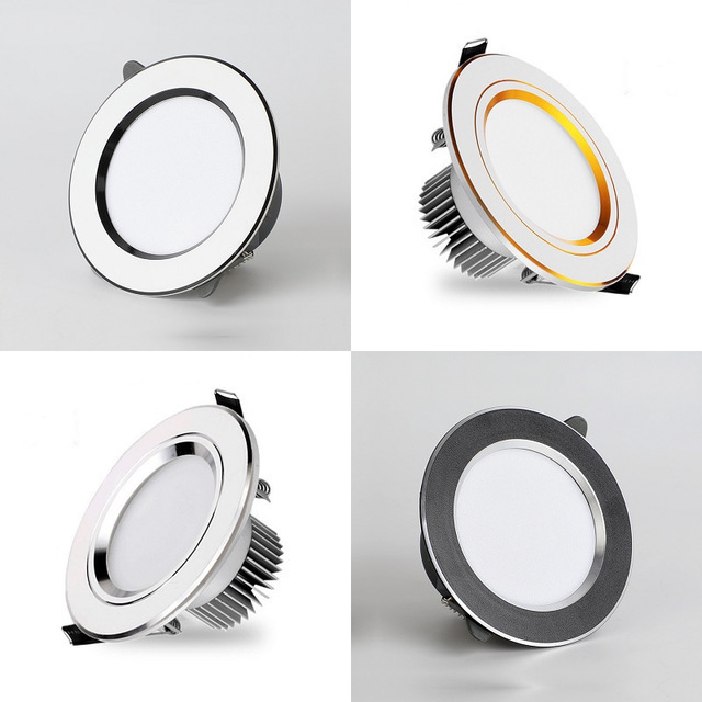 Led Downlight Ceiling Recessed Downlight Round Slim Panel Light Home Store Use 7w 9w 12w 18w 24w 30w Led tricolor downlight