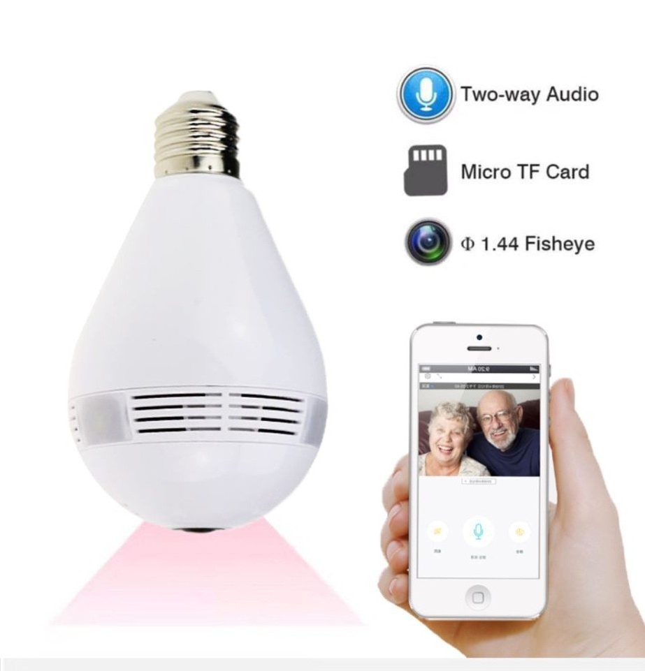 1080P HD 360-degree panoramic dual light source wide-angle camera bulb support motion detection two-way call remote viewing E27