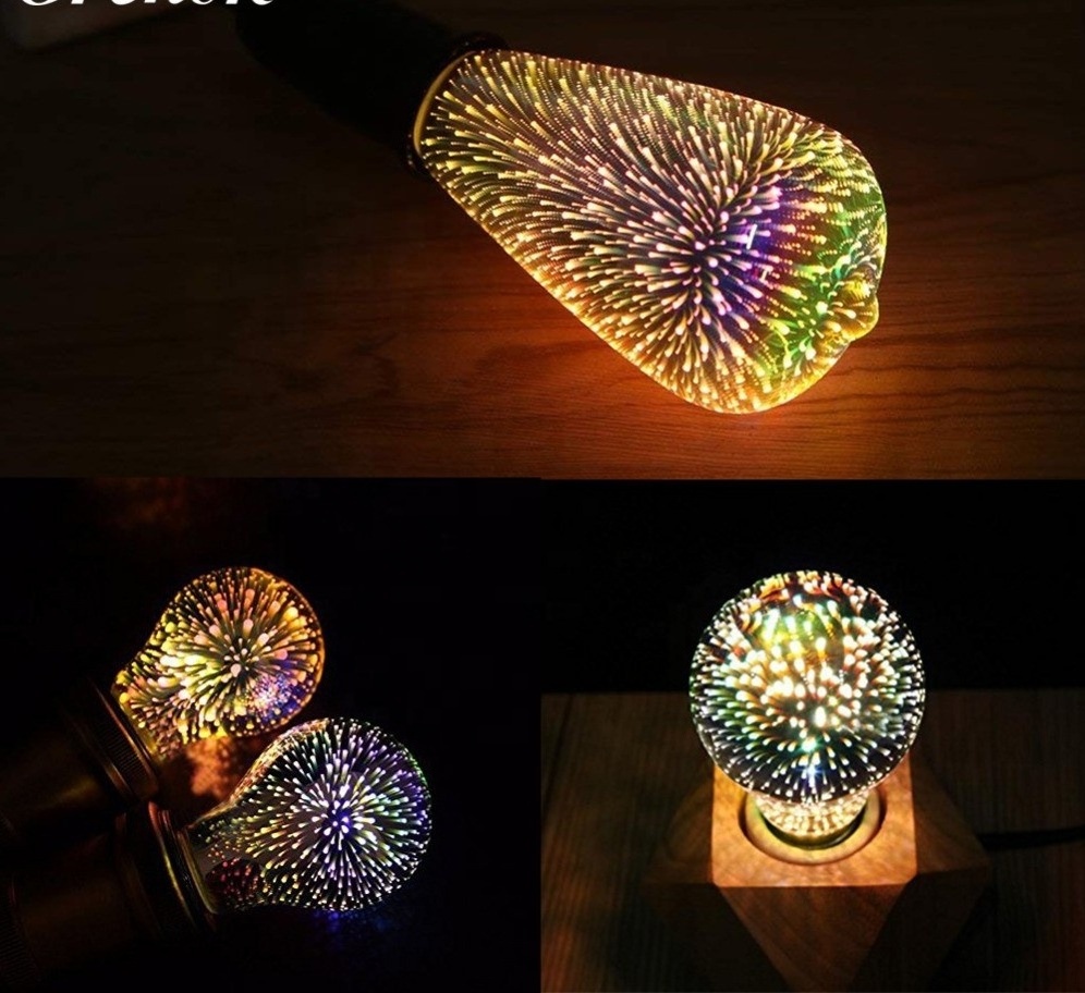 Hotel decorative light bulb 3D firework bulb 4W E27 3d led lamps Art ball bubble Holiday Party Wedding Decorative Filament Bulb