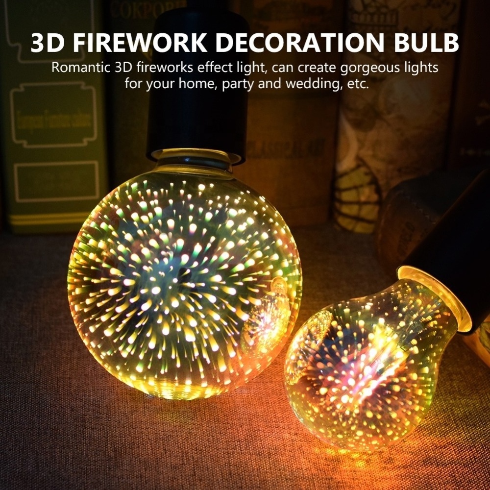 Hotel decorative light bulb 3D firework bulb 4W E27 3d led lamps Art ball bubble Holiday Party Wedding Decorative Filament Bulb