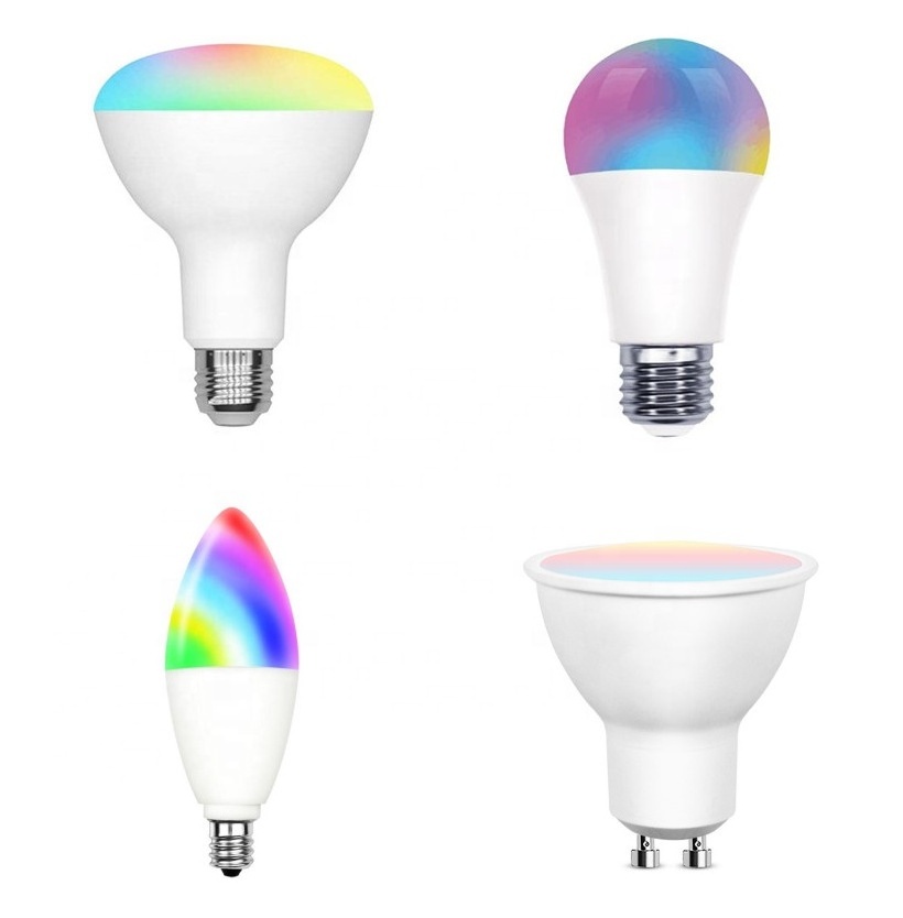 Smart light bulb A60 E12 5W candle bubble WiFi tip bubble smart bulb RGB colorful Smart candle lamp Tu Ya bulb