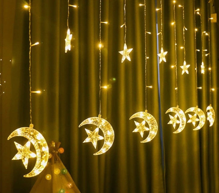 Indoor wall christmas decor led photo clips string lights Star / Moon / heart / snowflake / lamp string LED Christmas day lights