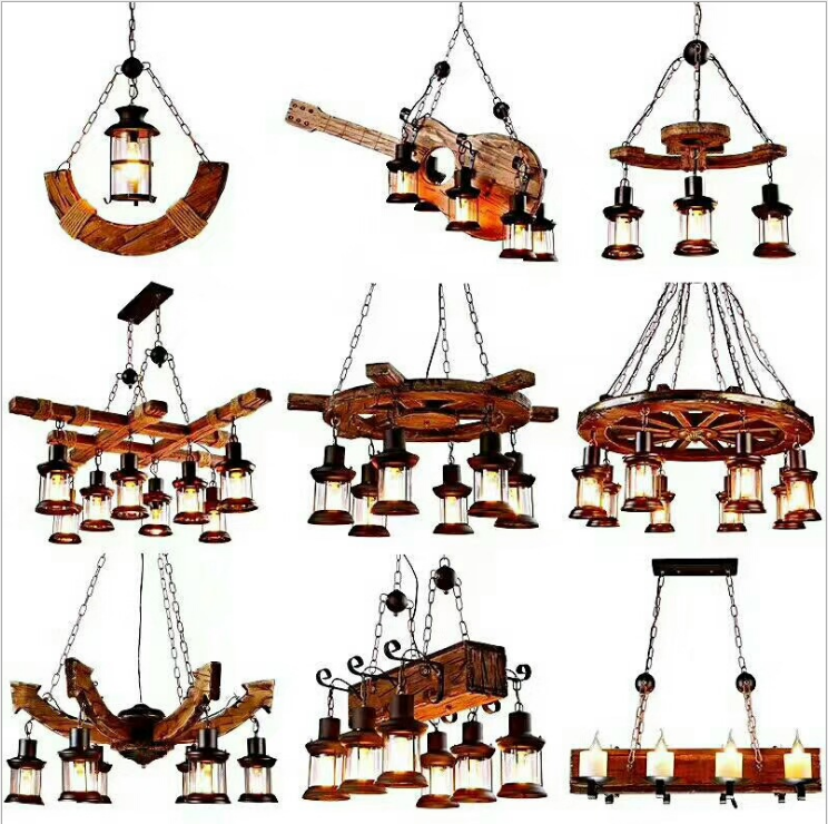 American Retro Loft Chandeliers Creative Personality Wooden Boat Art Deco Pendant Light Country Style Led Indoor Lighting