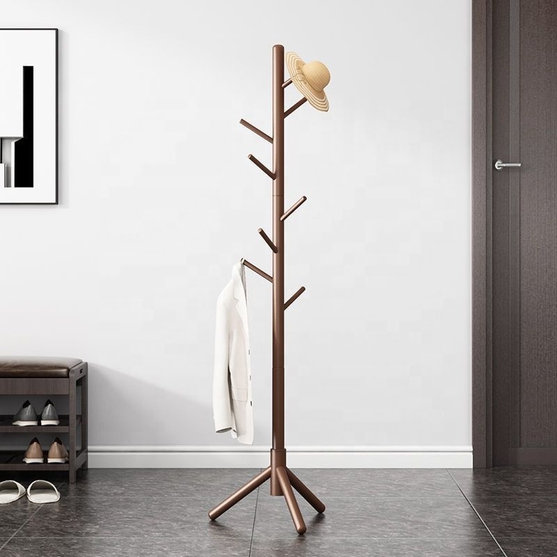 Solid Wood Coat Rack Simple Modern Hanger Floor Simple Clothes Rack Bedroom Organizer Living Room Storage Rack