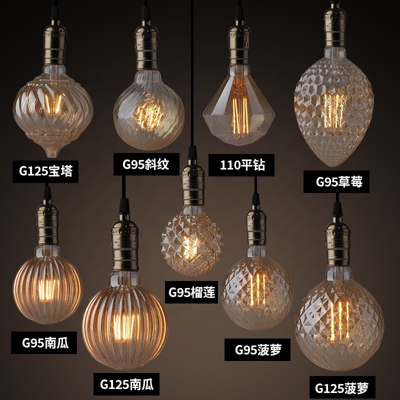 A19 T30 ST64 G80 G95 G125 hotel decorative light bulbs LED Filament Bulb 10W Edison Light Bulb With LED Soft Filament Edison Lam