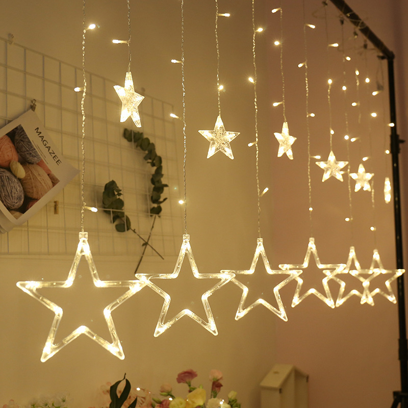 Indoor wall christmas decor led photo clips string lights Star / Moon / heart / snowflake / lamp string LED Christmas day lights