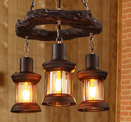 American Retro Loft Chandeliers Creative Personality Wooden Boat Art Deco Pendant Light Country Style Led Indoor Lighting