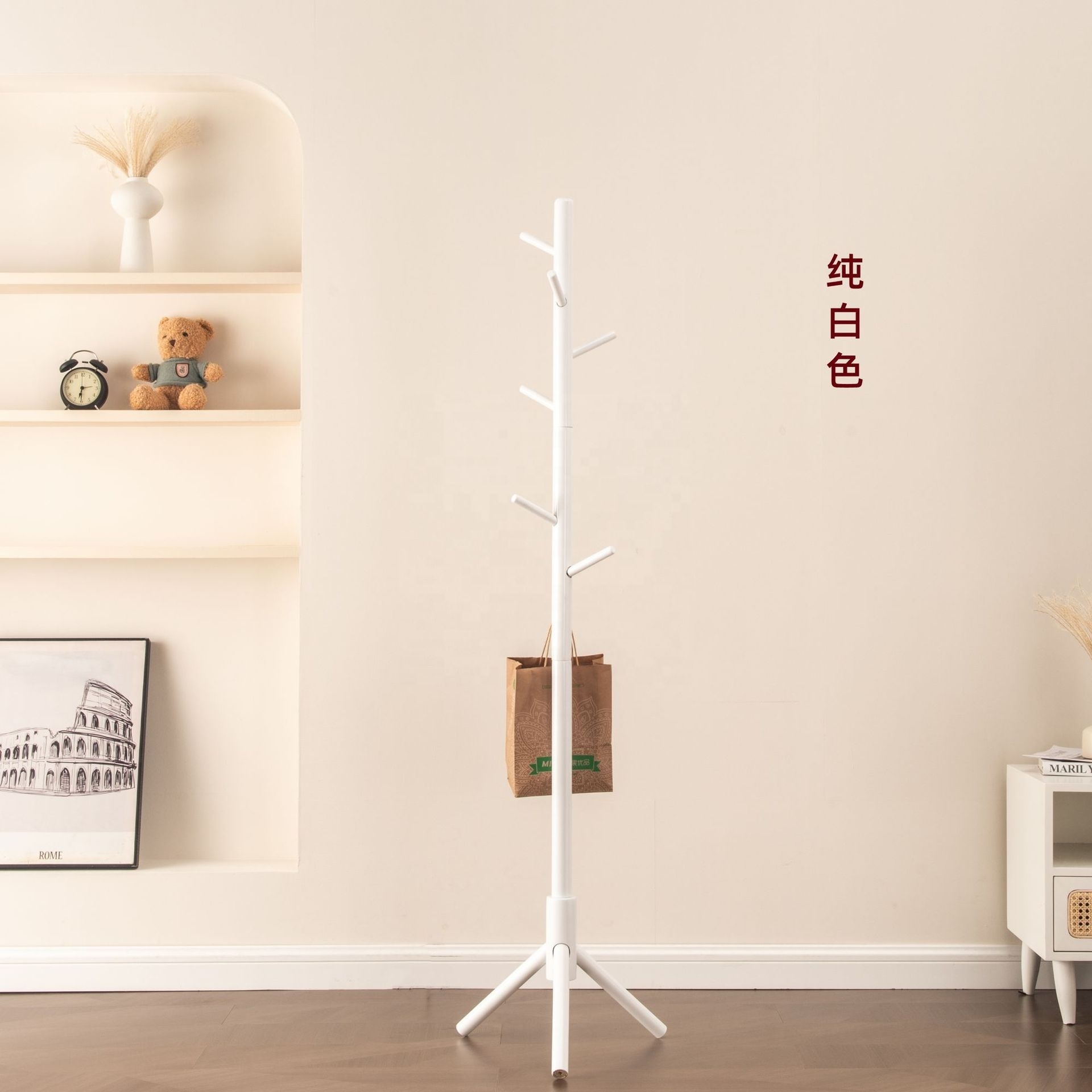 Solid Wood Coat Rack Simple Modern Hanger Floor Simple Clothes Rack Bedroom Organizer Living Room Storage Rack