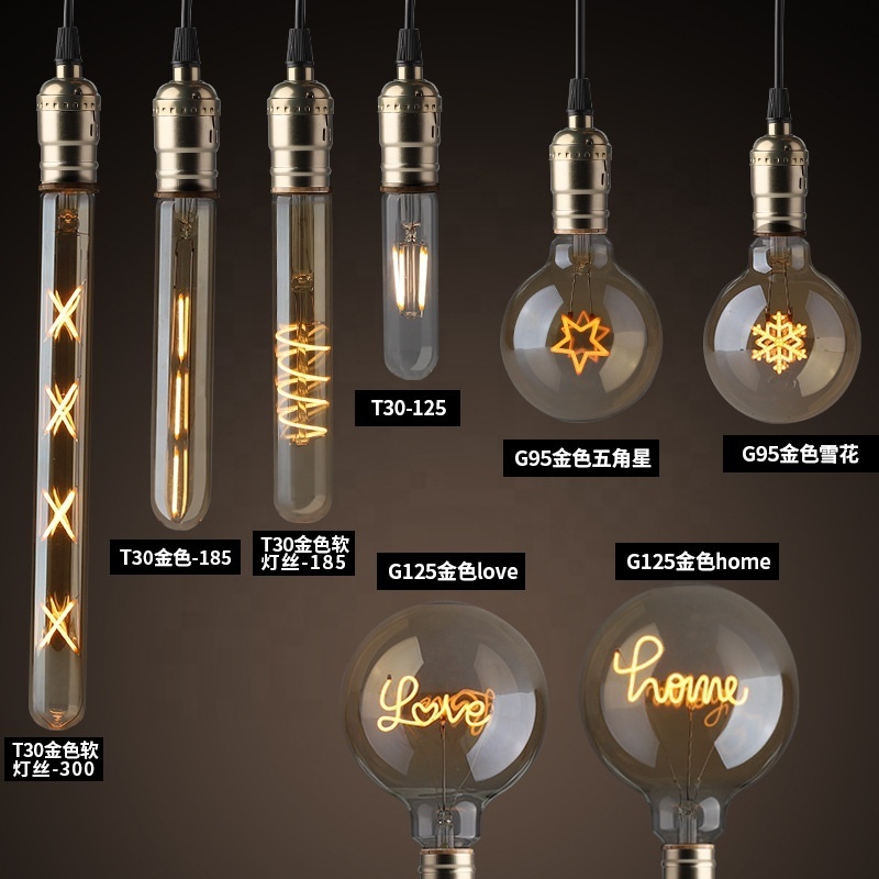 A19 T30 ST64 G80 G95 G125 hotel decorative light bulbs LED Filament Bulb 10W Edison Light Bulb With LED Soft Filament Edison Lam