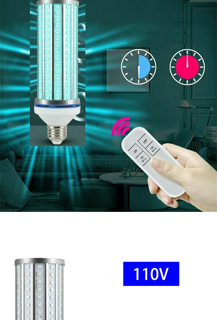 Ultraviolet Germicidal Lamp 60W E27 Household UVC Corn Bulb With Remote and Timer Lamp Led UV 85-265V