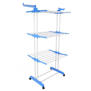 Double Rod Garment Clothing Rack Rolling Clothes Racks Hanging Rail On Wheels