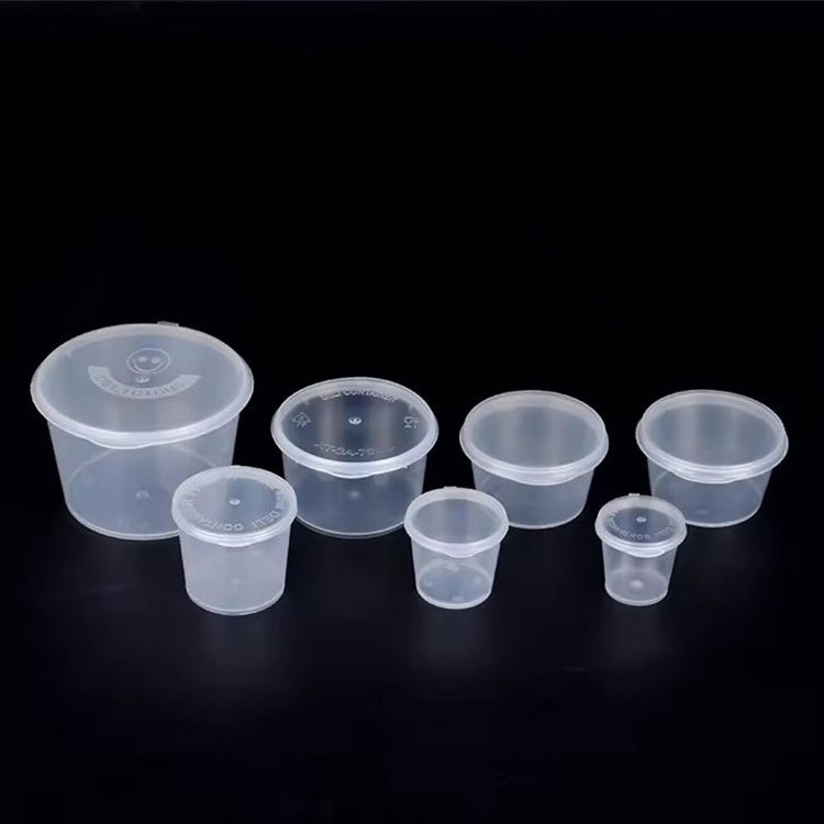 Pp Plastic Disposable Sauce Containers Transparent Sauce Cups With Lids For Dipping Food