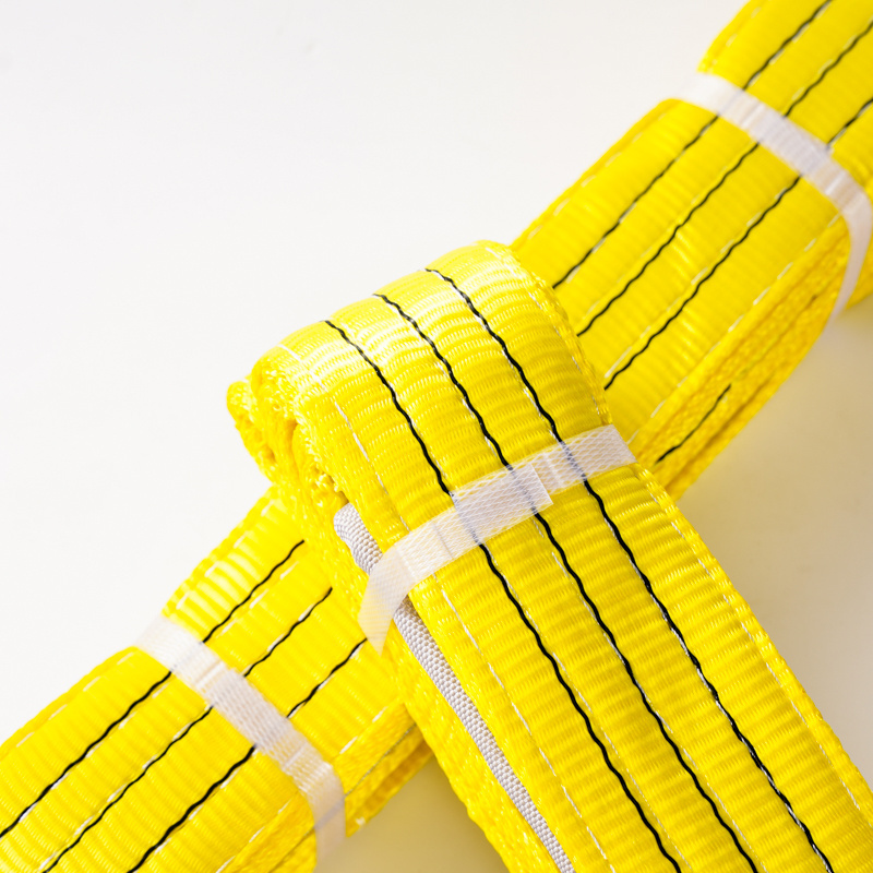 Flexible Lifting Traction Straps Yellow Flat Webbing Slings for Crane or Light Truck