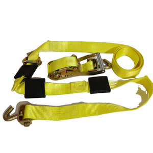 Auto Hauling Tie down strap Double J hook 2 Inch Car Ratchet Tie Down Straps Transport Belt Side Mount Wheel Tie Down