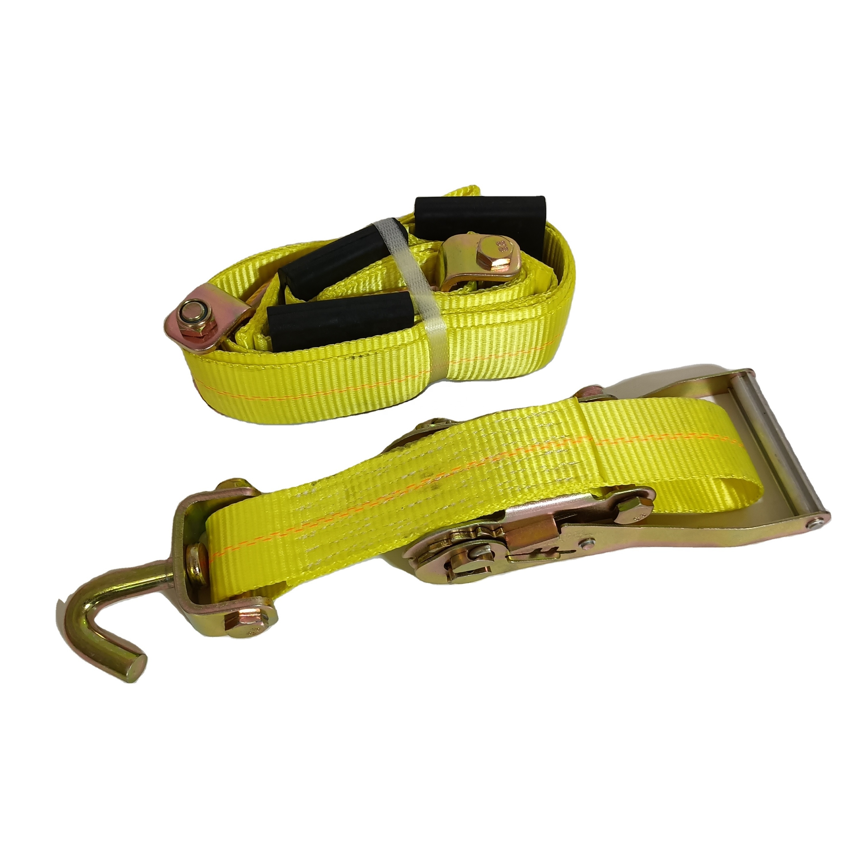 Auto Hauling Tie down strap Double J hook 2 Inch Car Ratchet Tie Down Straps Transport Belt Side Mount Wheel Tie Down