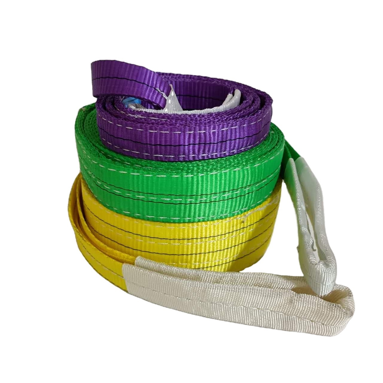 Flexible Lifting Traction Straps Yellow Flat Webbing Slings for Crane or Light Truck