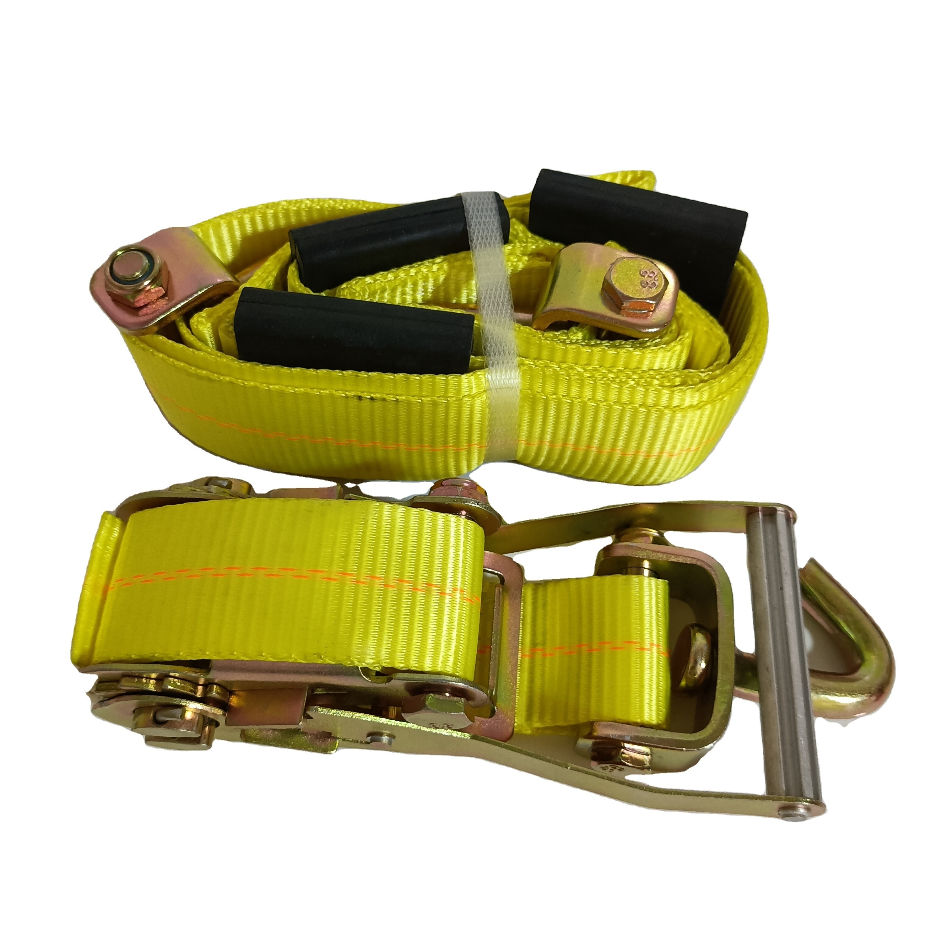 Auto Hauling Tie down strap Double J hook 2 Inch Car Ratchet Tie Down Straps Transport Belt Side Mount Wheel Tie Down