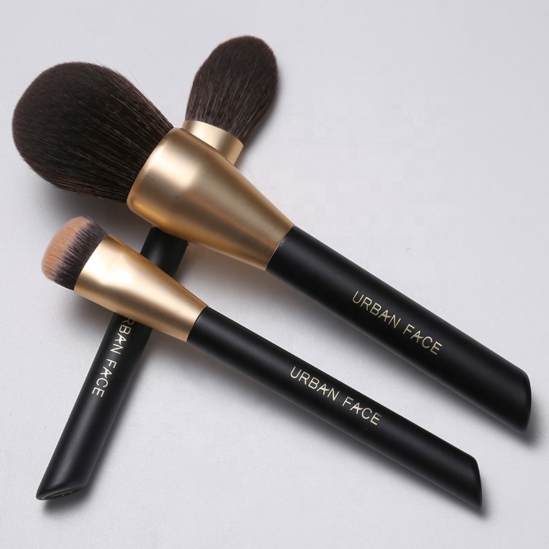 Beauty Tools Kabuki Professional Accessories Gold Glitter Makeup Brushes Black Handle Synthetic Hair Makeup Brush Set