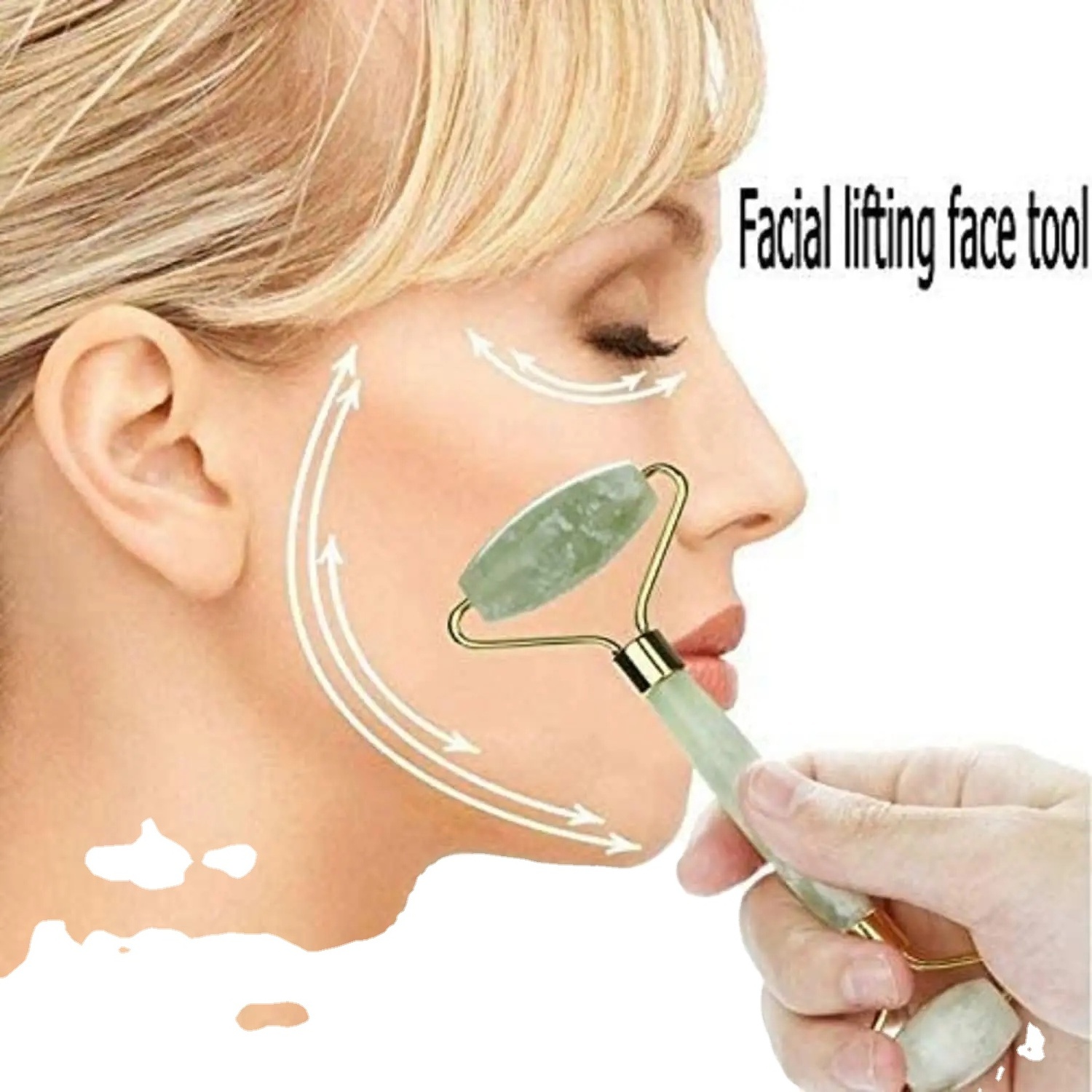 Beauty Green Stone Massager Jade Roller Face Double Sided Face & Neck Lifting Massager Jade Roller Original