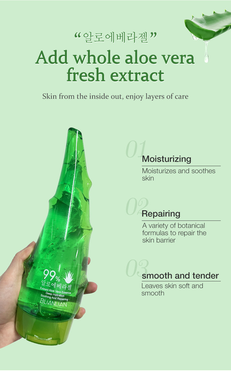 Factory Price Wholesale Bulk Korean Facial Acne Repair Natural Organic Moisturizing Soothing 100% Pure Aloe Vera Gel