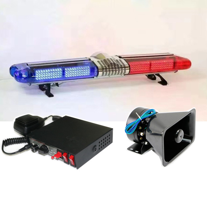 12V/24V LED Warning Strobe Light Bar For Truck Car Fire Truck Ambulance Alarm Flashing Lightbar With Siren Horn Speaker