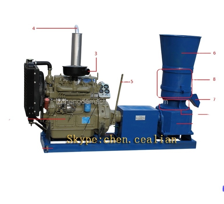 55 HP diesel powered chicken feed mill corn maize pellet making machine