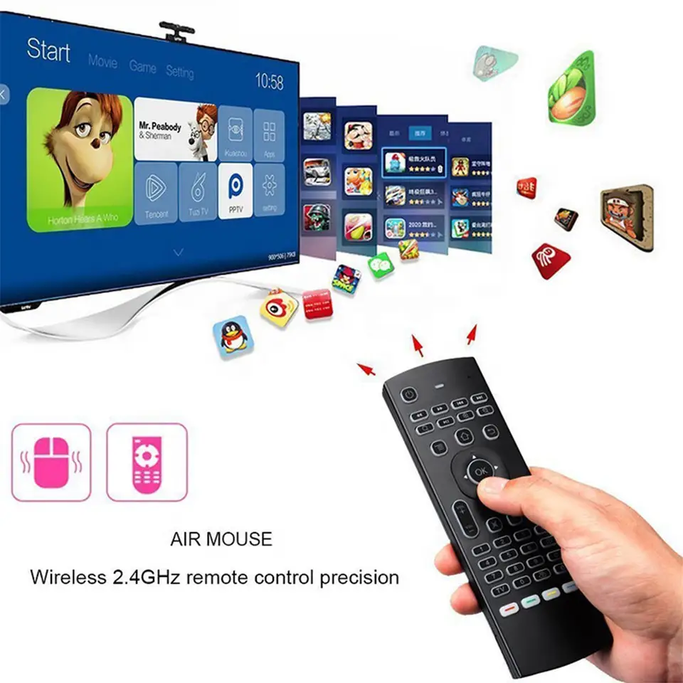 2023   New Remote Control Factory of Backlit MX3 Air fly mouse 2.4G backlight wireless keyboard MX3 for android tv box