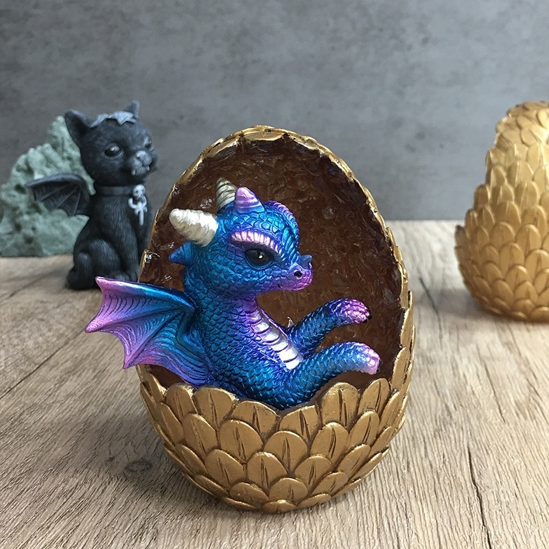 Resin Crystal Dragon Egg Small dinosaur Crafts garden ornaments home bust animal statue desk decoration