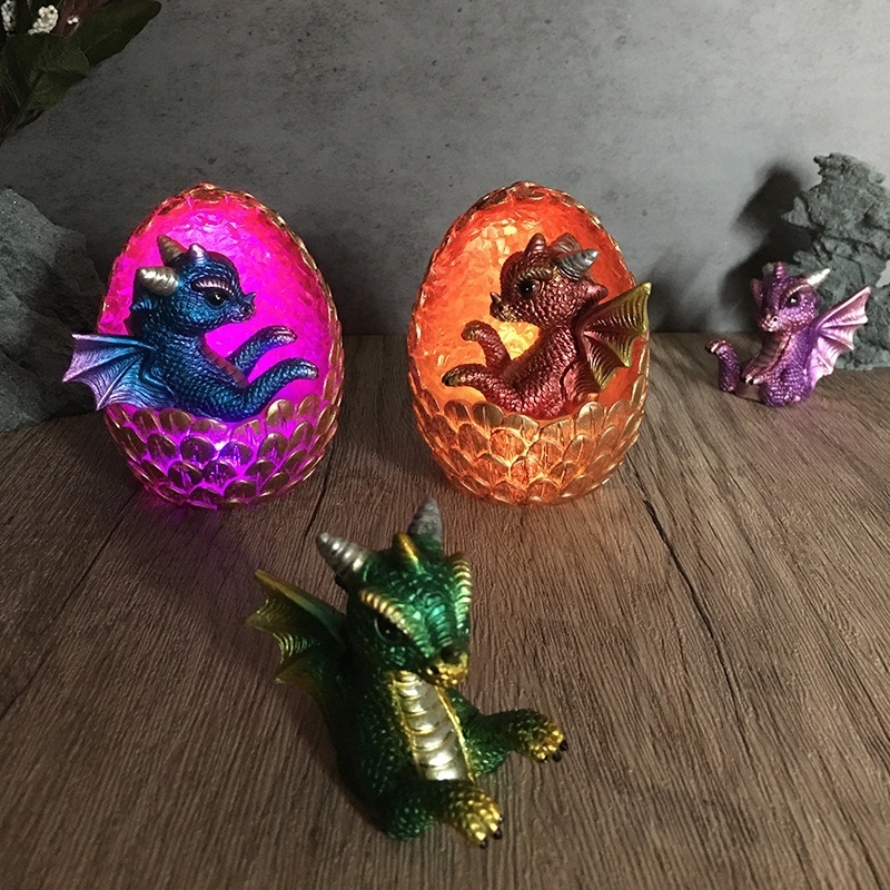 Resin Crystal Dragon Egg Small dinosaur Crafts garden ornaments home bust animal statue desk decoration