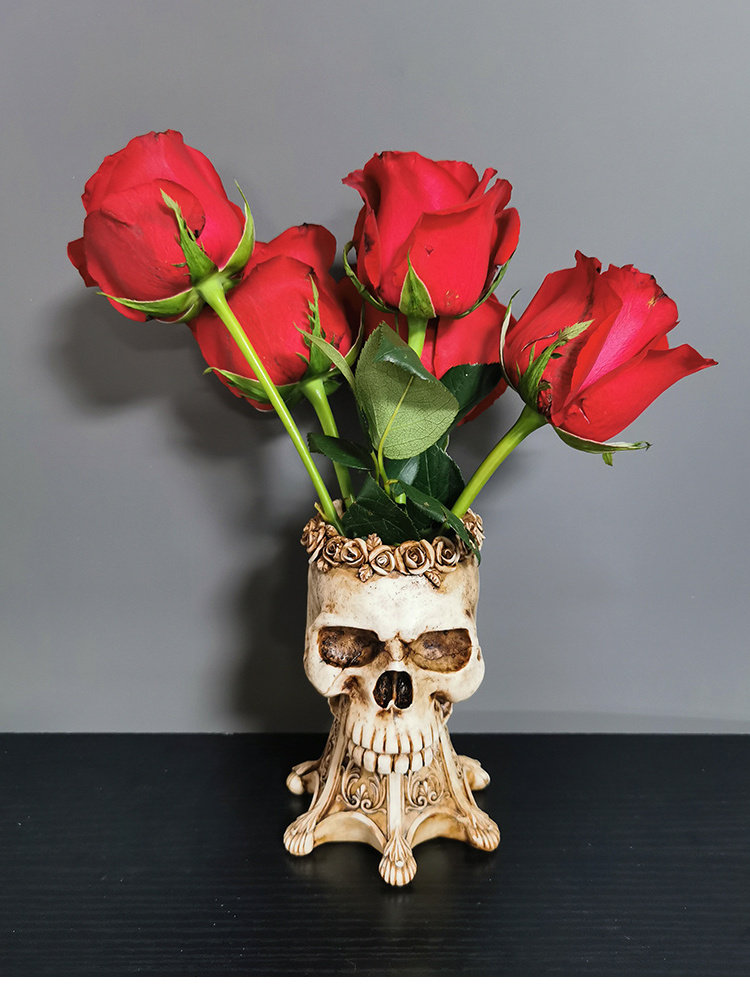 home personalized Resin   Vase Crafts desktop ornaments bust folk crafts desk decoration Halloween Skull Flower Pot